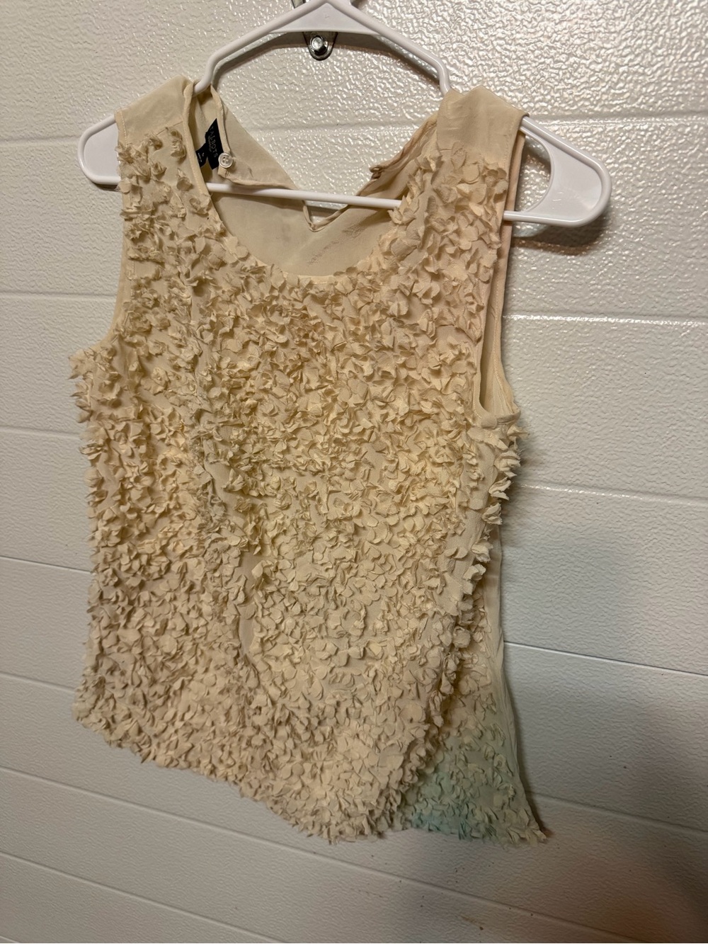 Talbots Cream Floral Petal Appliqué Sleeveless Tank